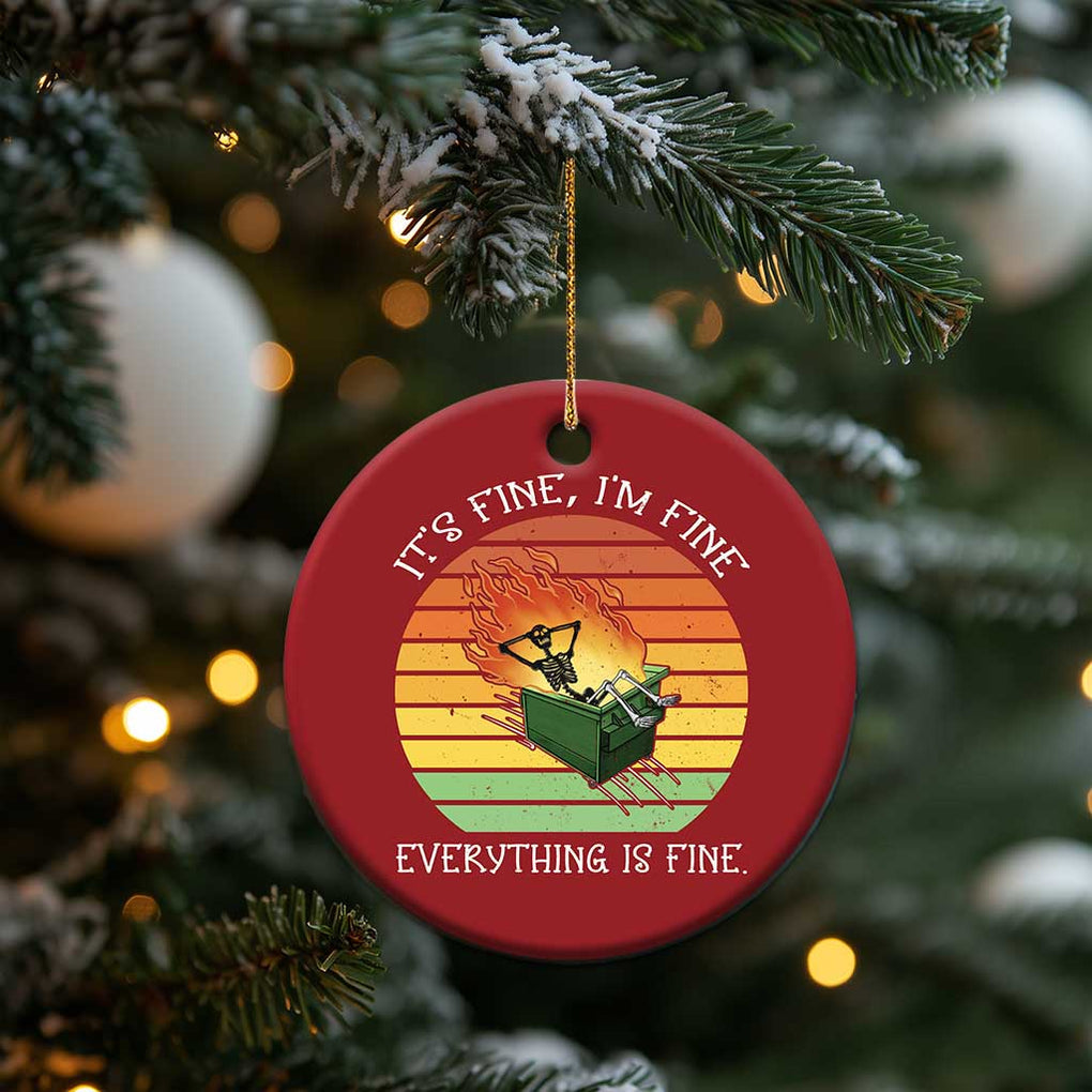 Dumpster Fire Skeleton Christmas Ornament It's Fine I'm Fine Everything Is Fine TS02 Print Your Wear