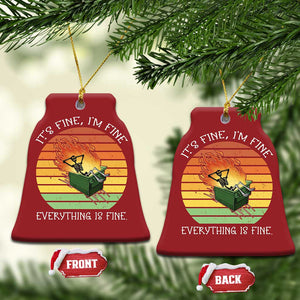 Dumpster Fire Skeleton Christmas Ornament It's Fine I'm Fine Everything Is Fine TS02 Bell Flake Red Print Your Wear