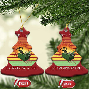 Dumpster Fire Skeleton Christmas Ornament It's Fine I'm Fine Everything Is Fine TS02 Christmas Tree Red Print Your Wear