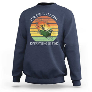 Dumpster Fire Skeleton Sweatshirt It's Fine I'm Fine Everything Is Fine TS02 Navy Print Your Wear