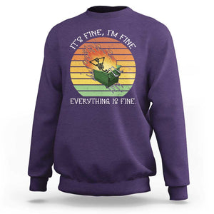 Dumpster Fire Skeleton Sweatshirt It's Fine I'm Fine Everything Is Fine TS02 Purple Print Your Wear