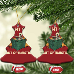 Funny Dumpster Fire Skeleton Christmas Ornament Burn Out But Optimistic TS02 Christmas Tree Red Print Your Wear