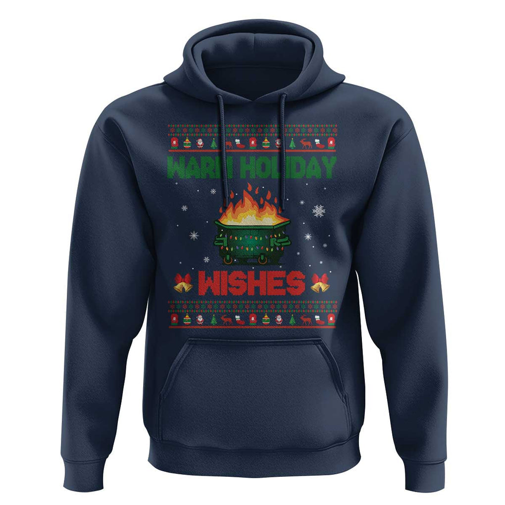 Christmas Dumpster Fire Hoodie Warm Holiday Wishes TS02 Navy Print Your Wear