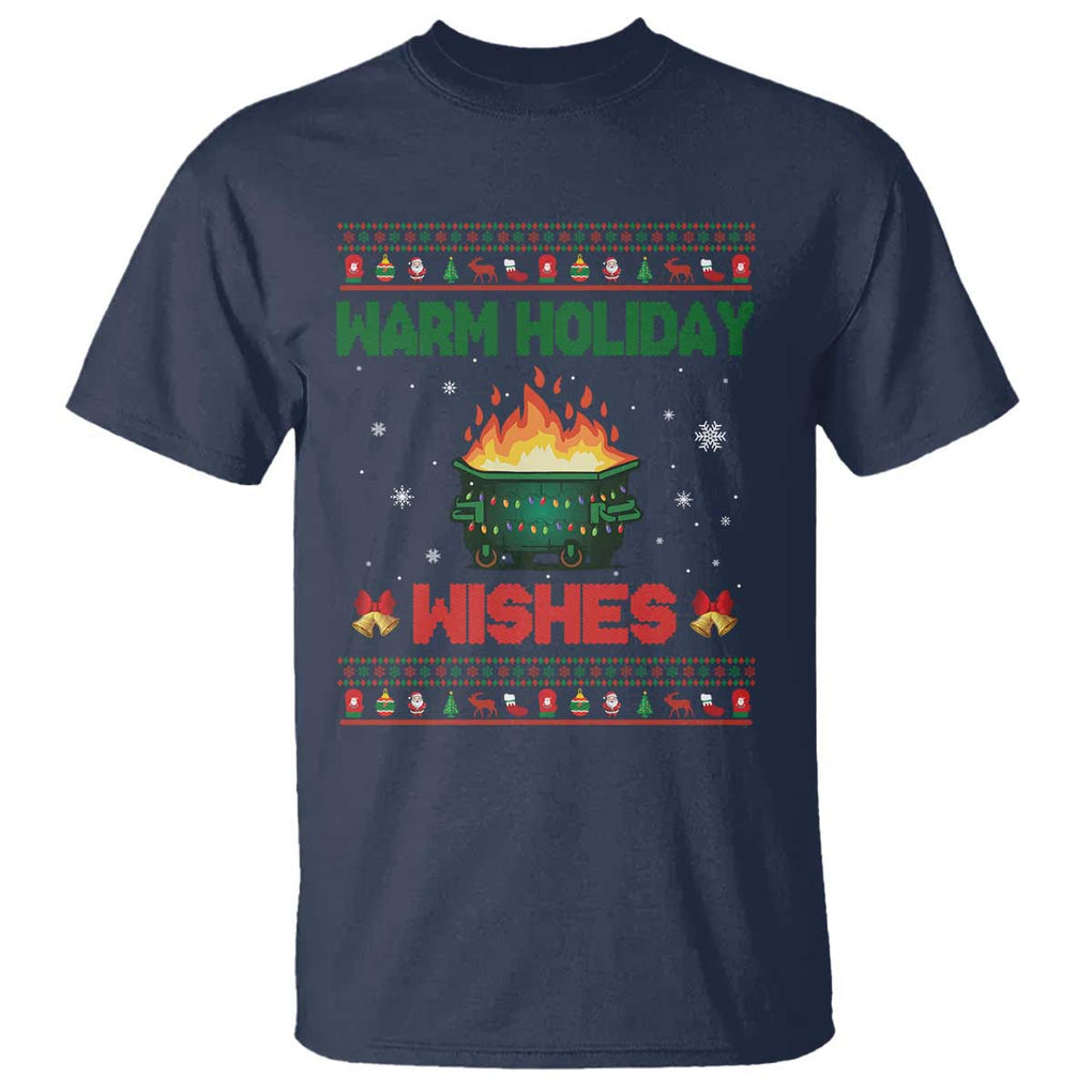 Christmas Dumpster Fire T Shirt Warm Holiday Wishes TS02 Navy Print Your Wear