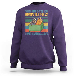 Funny Dumpster Fire Raccoon Sweatshirt When Life Gives You Dumpster Fires Roast Marshmallows Retro Vintage TS02 Purple Print Your Wear