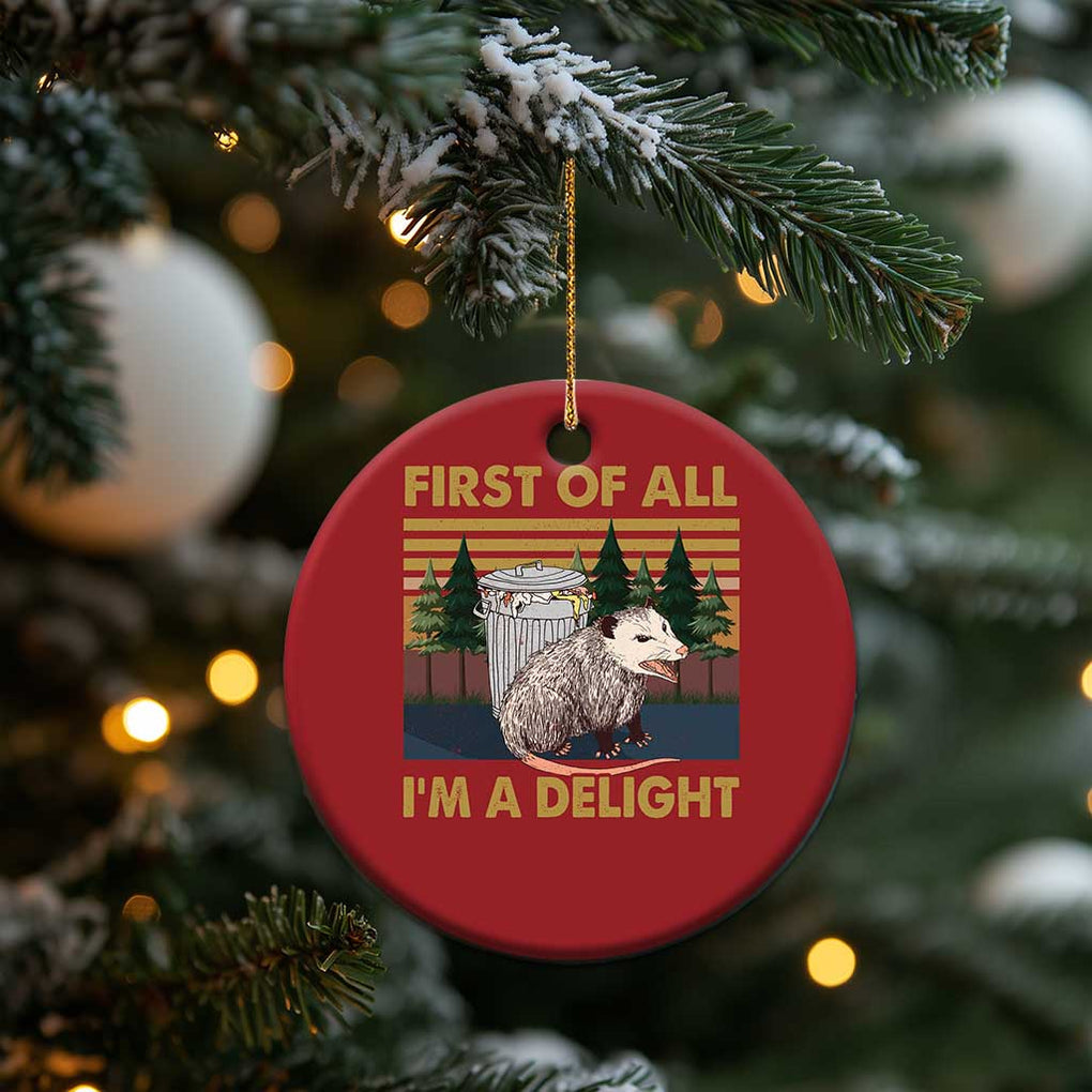 Funny Opossum Christmas Ornament First Of All I'm A Delight Retro Vintage TS02 Print Your Wear