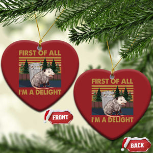 Funny Opossum Christmas Ornament First Of All I'm A Delight Retro Vintage TS02 Heart Red Print Your Wear