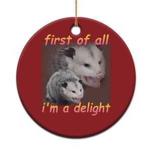 Funny Opossum Christmas Ornament First Of All I'm A Delight TS02 Print Your Wear