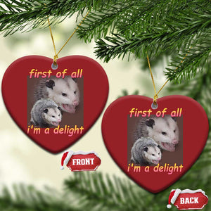 Funny Opossum Christmas Ornament First Of All I'm A Delight TS02 Heart Red Print Your Wear