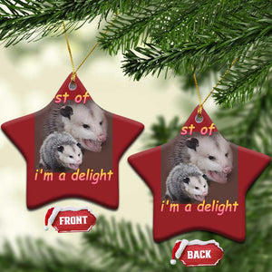 Funny Opossum Christmas Ornament First Of All I'm A Delight TS02 Star Red Print Your Wear