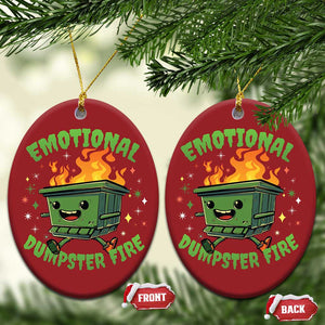 Emotional Dumpster Fire Christmas Ornament Funny Mental Health Retro Groovy TS02 Oval Red Print Your Wear