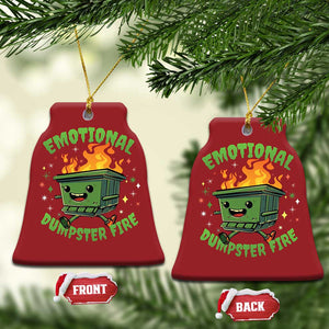 Emotional Dumpster Fire Christmas Ornament Funny Mental Health Retro Groovy TS02 Bell Flake Red Print Your Wear