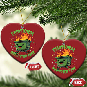 Emotional Dumpster Fire Christmas Ornament Funny Mental Health Retro Groovy TS02 Heart Red Print Your Wear