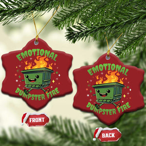 Emotional Dumpster Fire Christmas Ornament Funny Mental Health Retro Groovy TS02 Snow Flake Red Print Your Wear