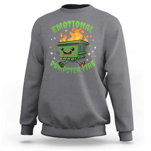 Emotional Dumpster Fire Sweatshirt Funny Mental Health Retro Groovy TS02 Charcoal Print Your Wear