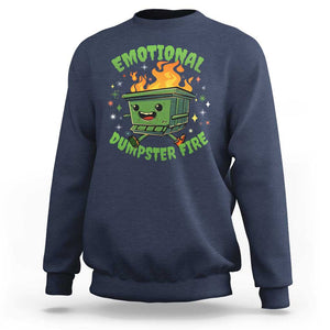 Emotional Dumpster Fire Sweatshirt Funny Mental Health Retro Groovy TS02 Navy Print Your Wear