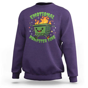 Emotional Dumpster Fire Sweatshirt Funny Mental Health Retro Groovy TS02 Purple Print Your Wear