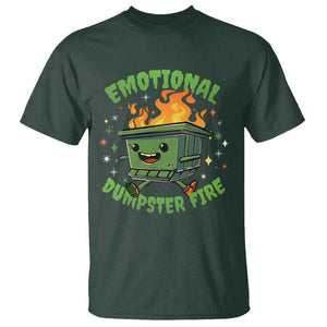 Emotional Dumpster Fire T Shirt Funny Mental Health Retro Groovy TS02 Dark Forest Green Print Your Wear