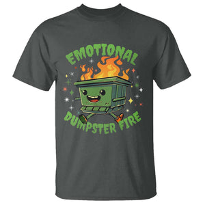 Emotional Dumpster Fire T Shirt Funny Mental Health Retro Groovy TS02 Dark Heather Print Your Wear