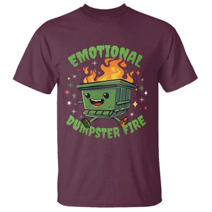 Emotional Dumpster Fire T Shirt Funny Mental Health Retro Groovy TS02 Maroon Print Your Wear