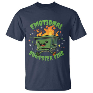 Emotional Dumpster Fire T Shirt Funny Mental Health Retro Groovy TS02 Navy Print Your Wear