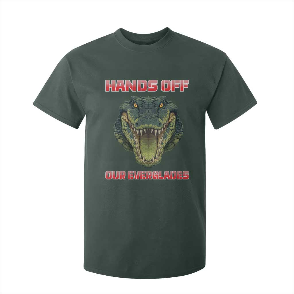 Hands Off Our Everglades T Shirt For Kid Fierce Alligator Protest TS02 Dark Forest Green Print Your Wear