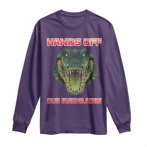 Hands Off Our Everglades Long Sleeve Shirt Fierce Alligator Protest TS02 Purple Print Your Wear
