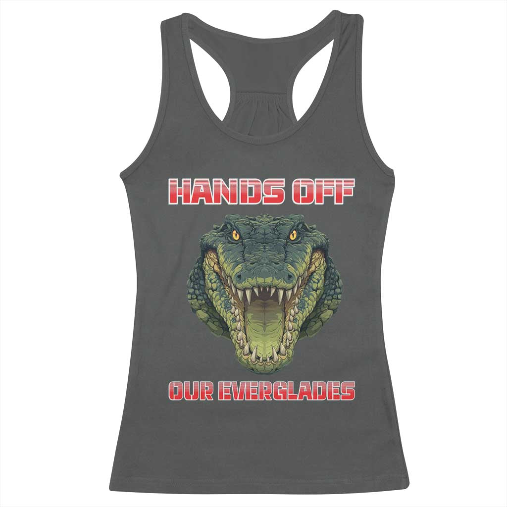 Hands Off Our Everglades Racerback Tank Top Fierce Alligator Protest TS02 Dark Heather Print Your Wear