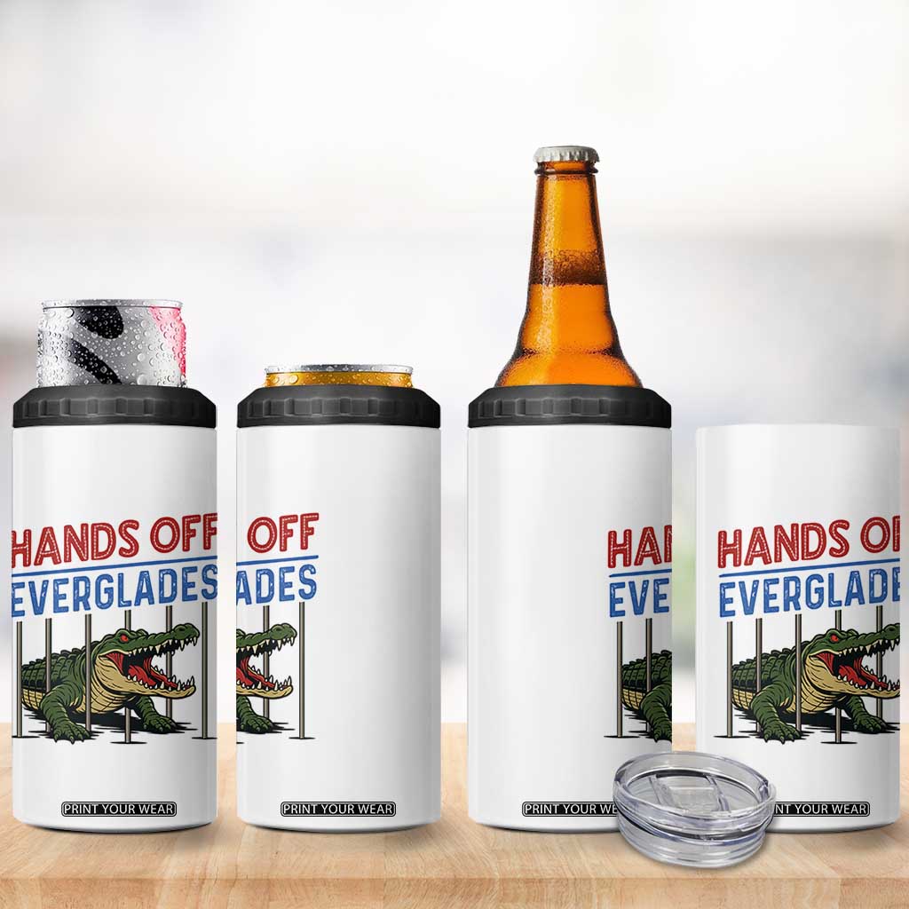 Hands Off Everglades 4 in 1 Can Cooler Tumbler Alligator Protest TS02 Print Your Wear