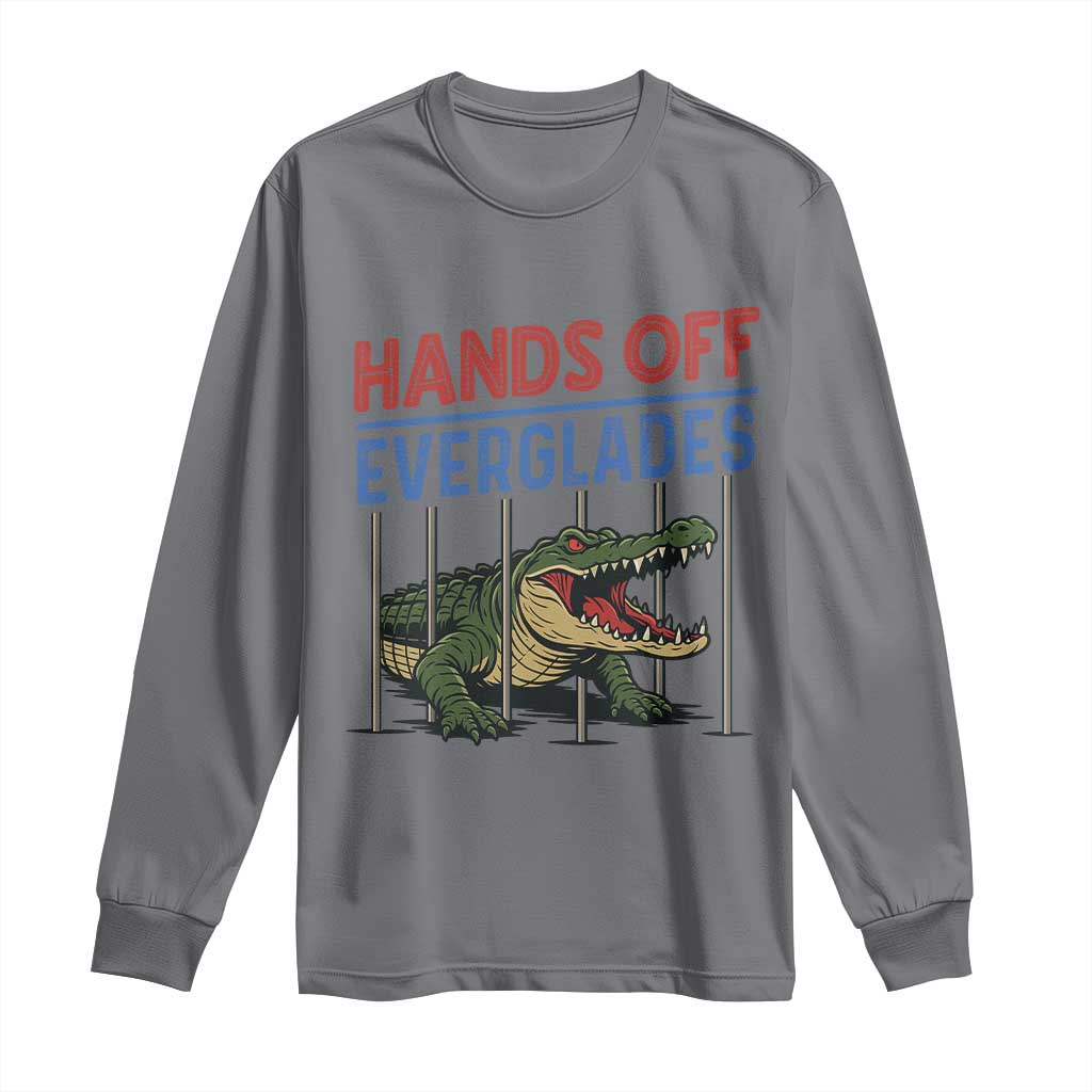 Hands Off Everglades Long Sleeve Shirt Alligator Protest TS02 Charcoal Print Your Wear