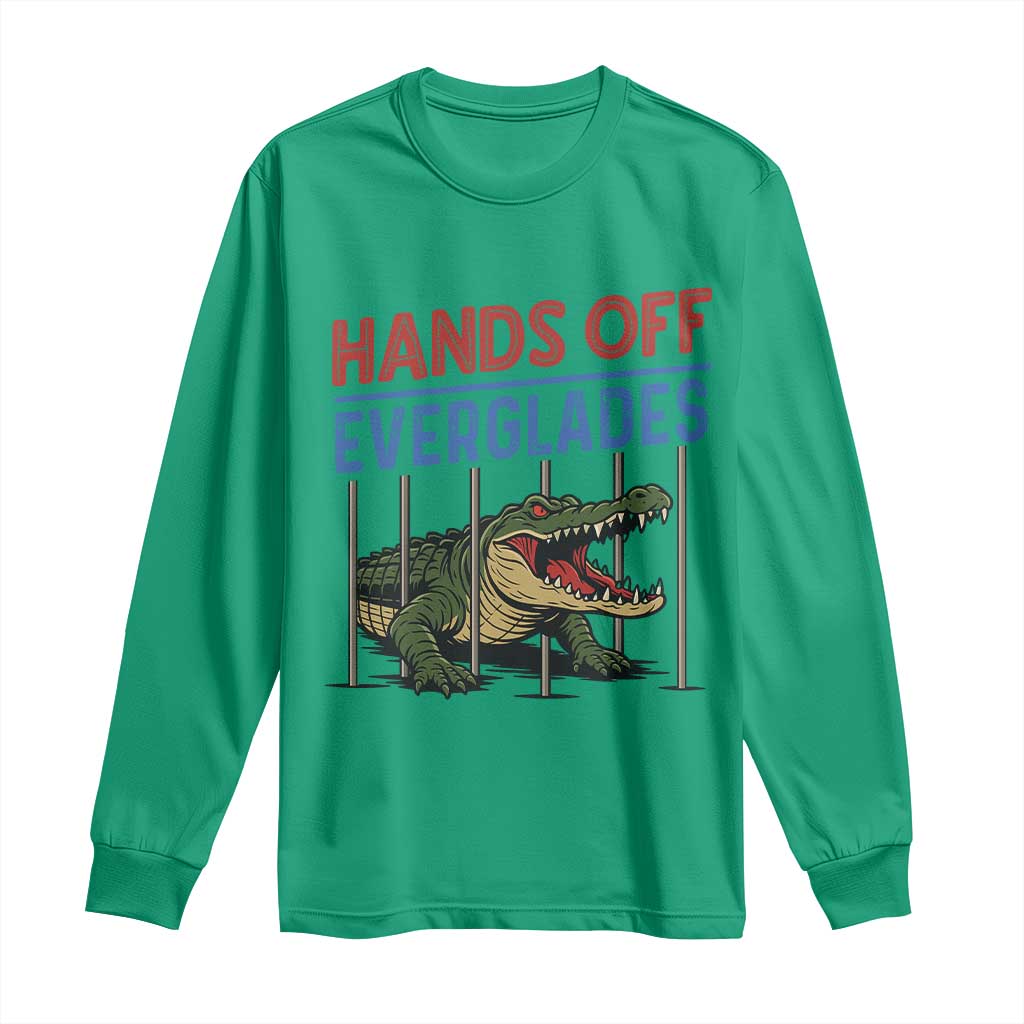 Hands Off Everglades Long Sleeve Shirt Alligator Protest TS02 Irish Green Print Your Wear