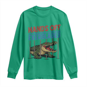 Hands Off Everglades Long Sleeve Shirt Alligator Protest TS02 Irish Green Print Your Wear