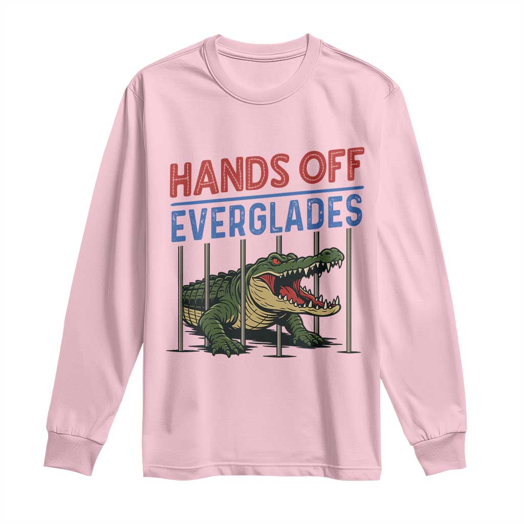 Hands Off Everglades Long Sleeve Shirt Alligator Protest TS02 Light Pink Print Your Wear