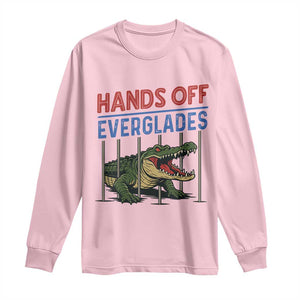 Hands Off Everglades Long Sleeve Shirt Alligator Protest TS02 Light Pink Print Your Wear