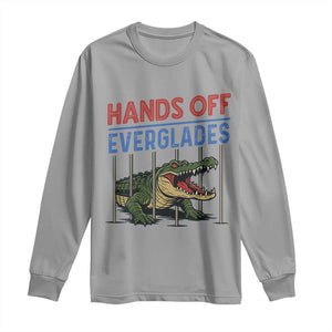 Hands Off Everglades Long Sleeve Shirt Alligator Protest TS02 Sport Gray Print Your Wear