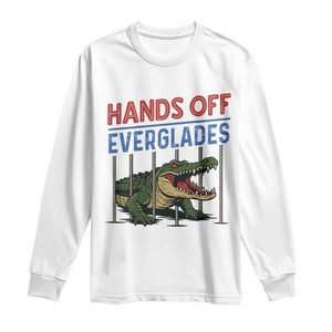 Hands Off Everglades Long Sleeve Shirt Alligator Protest TS02 White Print Your Wear