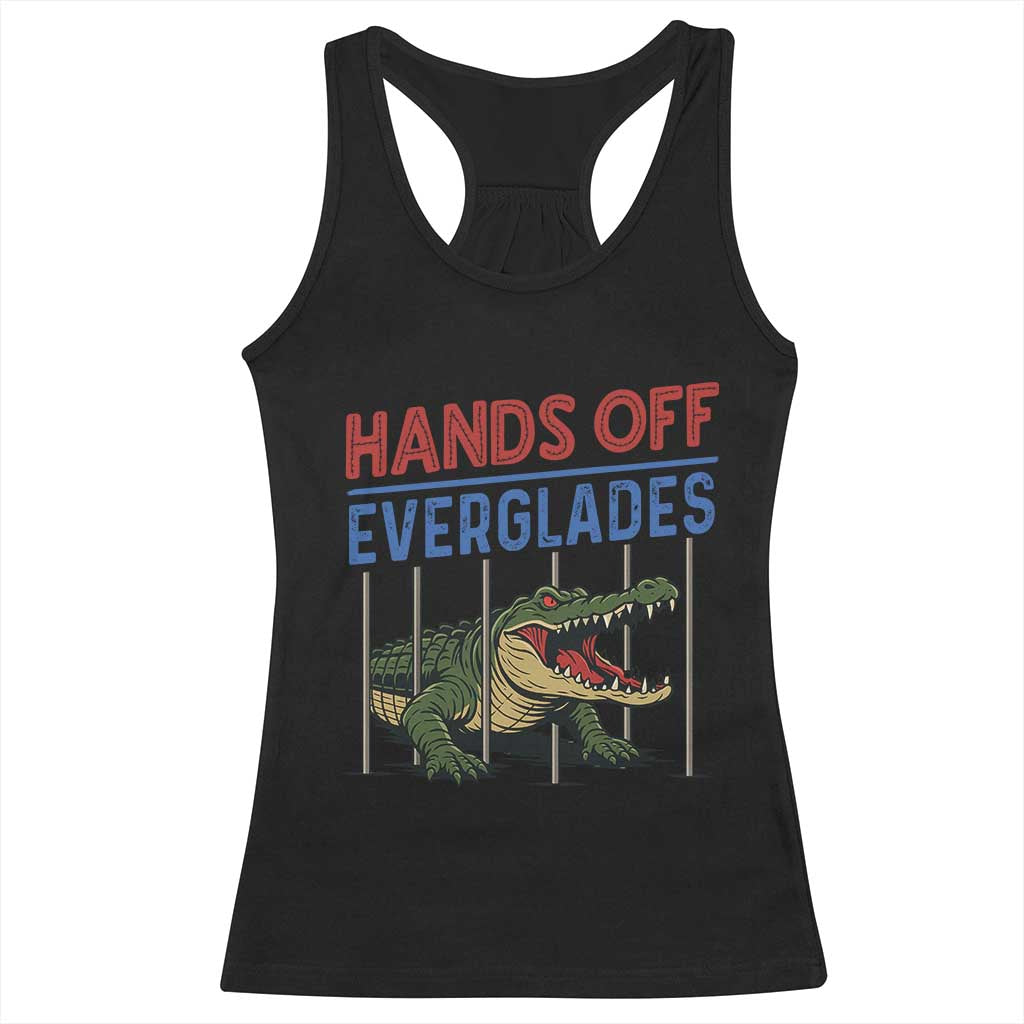 Hands Off Everglades Racerback Tank Top Alligator Protest TS02 Black Print Your Wear