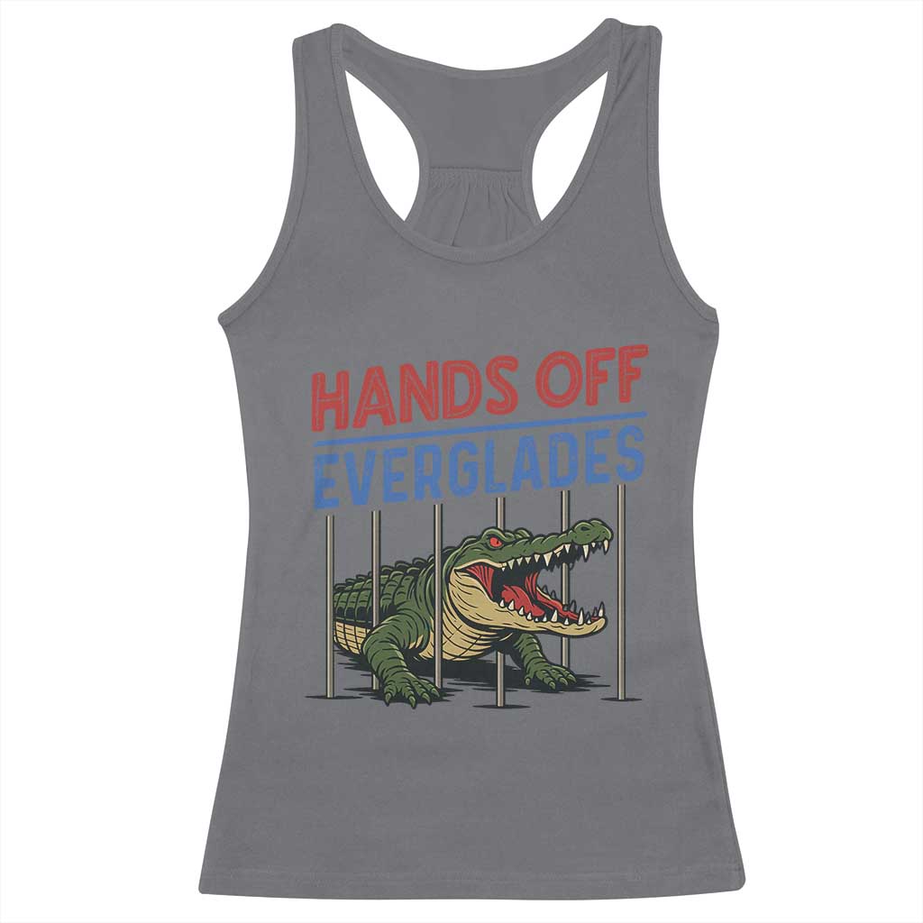 Hands Off Everglades Racerback Tank Top Alligator Protest TS02 Charcoal Print Your Wear