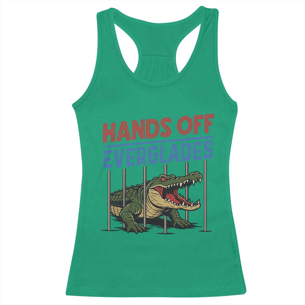 Hands Off Everglades Racerback Tank Top Alligator Protest TS02 Irish Green Print Your Wear