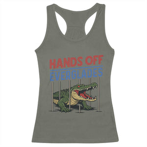 Hands Off Everglades Racerback Tank Top Alligator Protest TS02 Military Green Print Your Wear