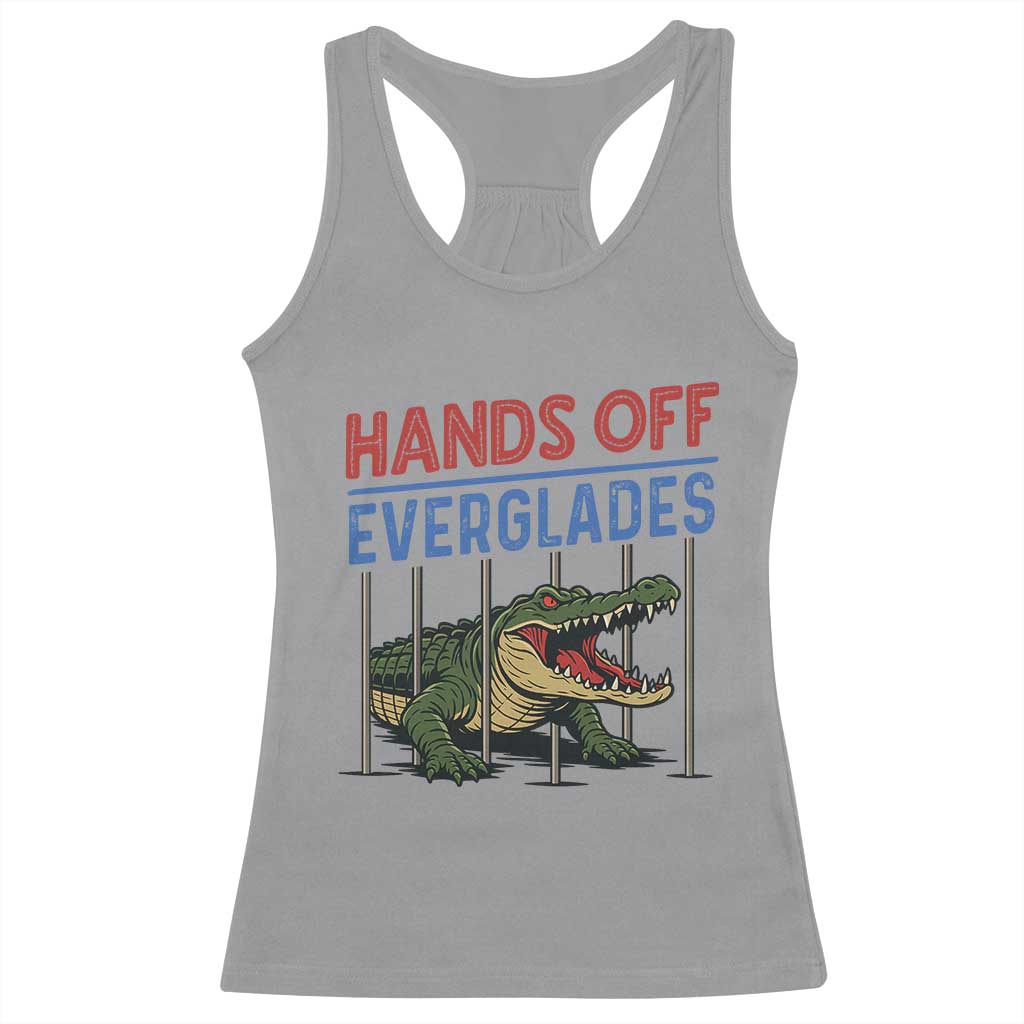 Hands Off Everglades Racerback Tank Top Alligator Protest TS02 Sport Gray Print Your Wear