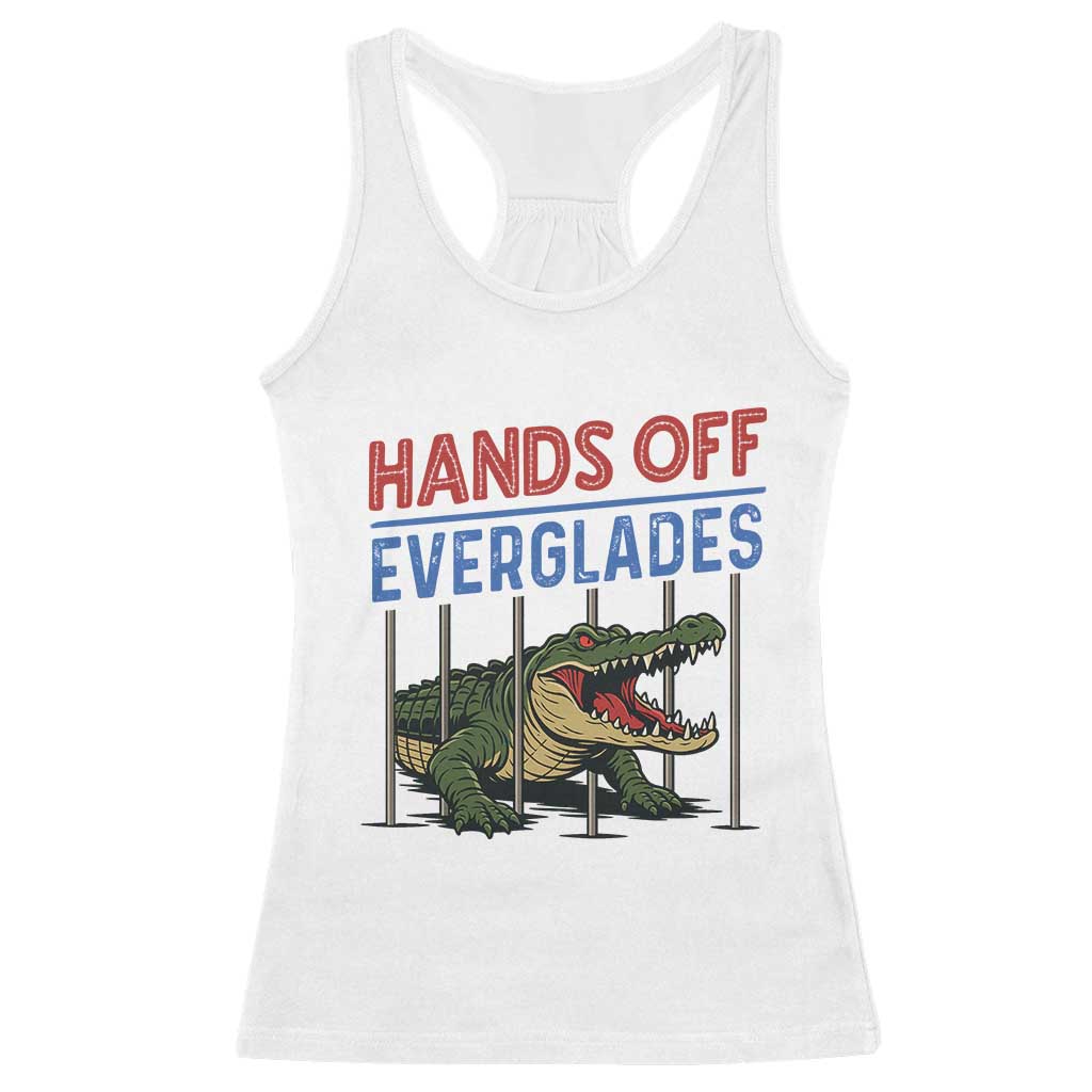Hands Off Everglades Racerback Tank Top Alligator Protest TS02 White Print Your Wear