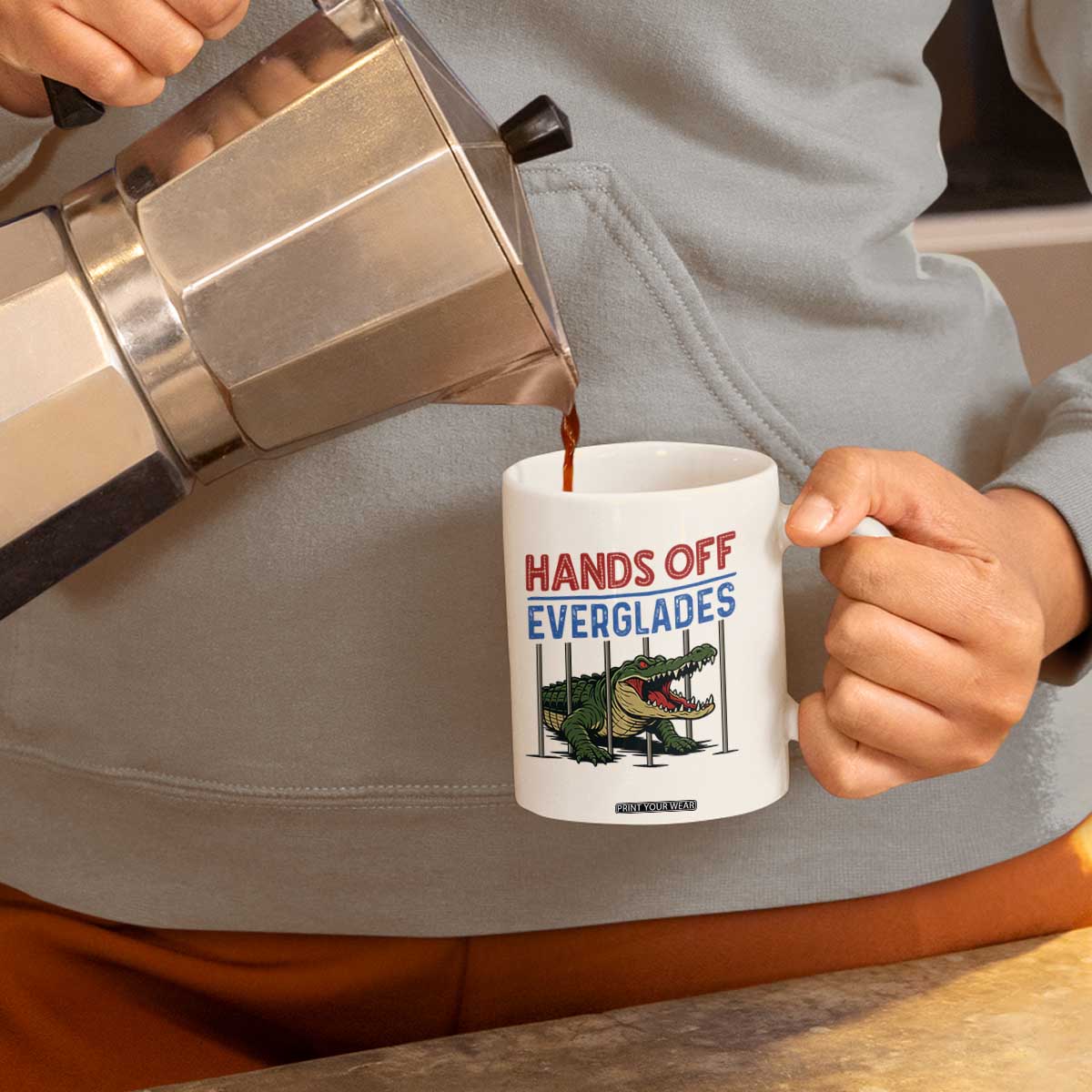 Hands Off Everglades Coffee Mug Alligator Protest TS02 Print Your Wear