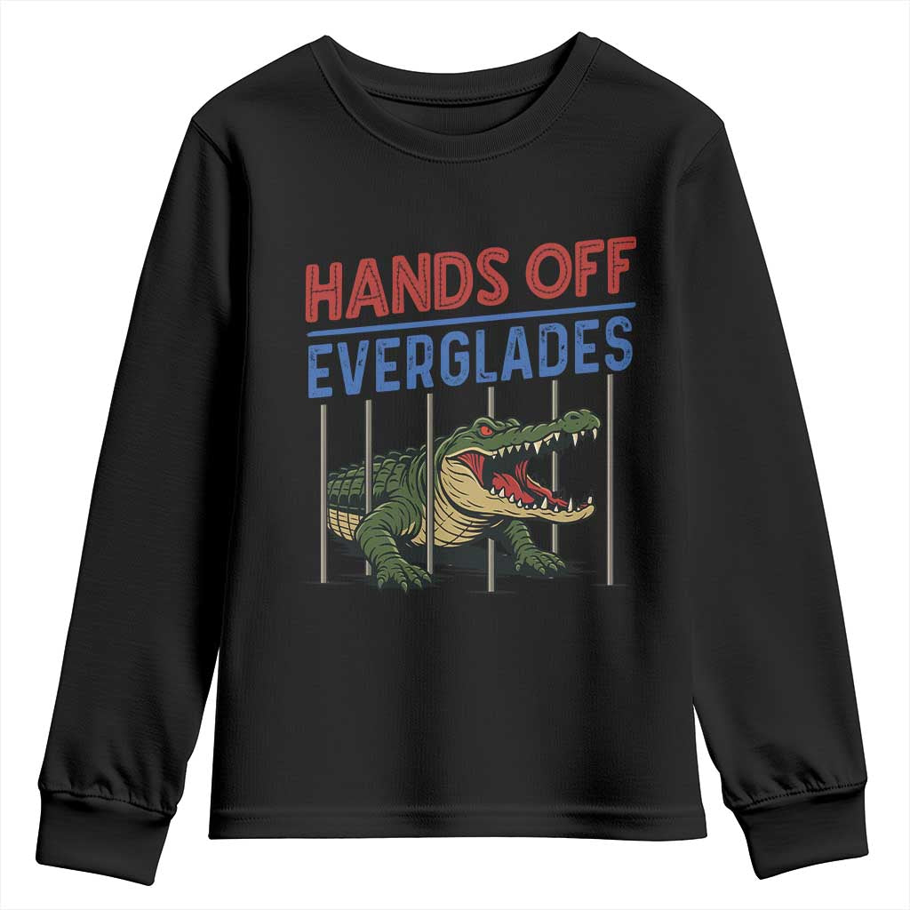 Hands Off Everglades Youth Sweatshirt Alligator Protest TS02 Black Print Your Wear