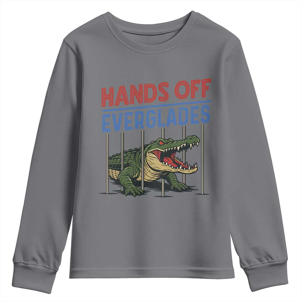 Hands Off Everglades Youth Sweatshirt Alligator Protest TS02 Charcoal Print Your Wear