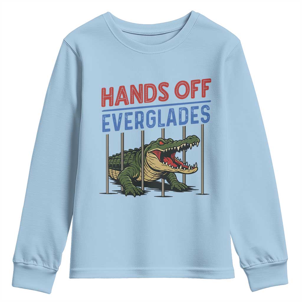 Hands Off Everglades Youth Sweatshirt Alligator Protest TS02 Light Blue Print Your Wear