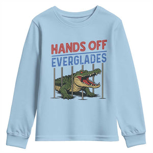 Hands Off Everglades Youth Sweatshirt Alligator Protest TS02 Light Blue Print Your Wear