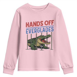 Hands Off Everglades Youth Sweatshirt Alligator Protest TS02 Light Pink Print Your Wear