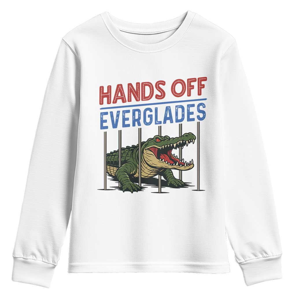 Hands Off Everglades Youth Sweatshirt Alligator Protest TS02 White Print Your Wear
