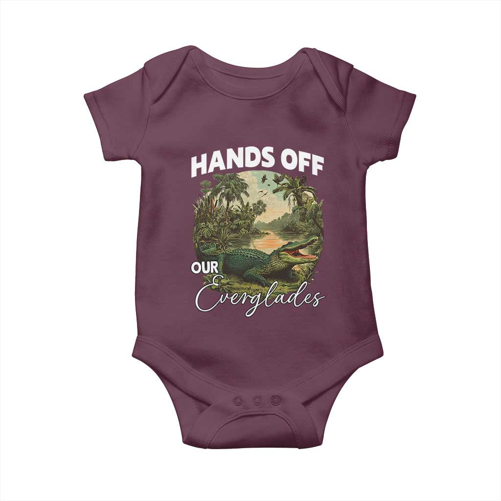 Hands Off Our Everglades Baby Onesie Vintage Alligator Swamp TS02 Maroon Print Your Wear